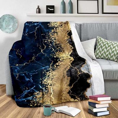 Schwarz Gold Marmor Abstrakte Fashion Blanket-Lightweight Flannel Throw for bed,Digital Printed Blanket with Soft Flannel Fabric