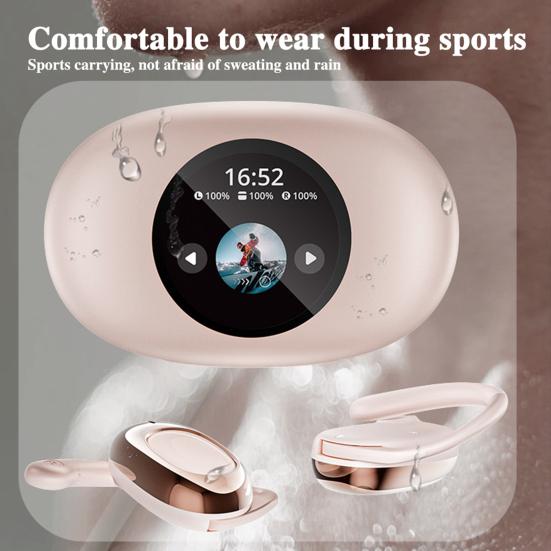 1 Pair Bluetooth-compatible Earphone with Earhook Noise Canceling HiFi Sound IPX5 Waterproof Wireless Over Ear Earbuds Sports Running Headphone