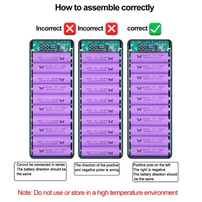 8-Slot DIY 18650 Battery Power Bank Case Digital Display 5V 21A Fast Charger Box for Travel Business Trip Use