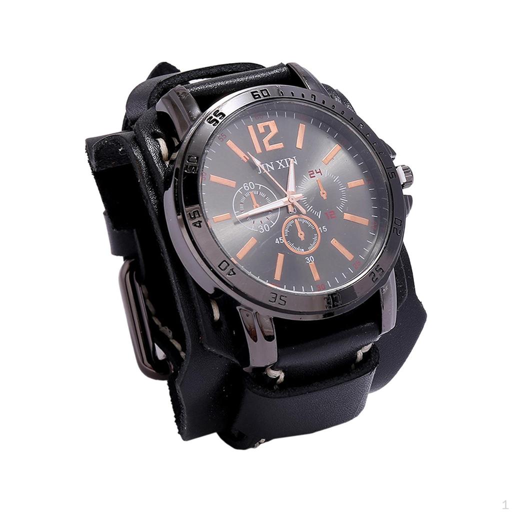 Men Wrist Watch Cuff Trendy Leather Bracelet Male Wristwatch for Boyfriend Birthday