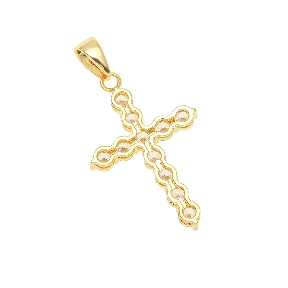 2026 High Quality Men's Jewelry Copper Inlaid AAA Zircon Cross Pendant Personalized Versatile Necklace