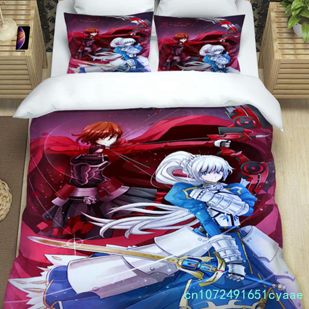Fate/stay Night HD Print Three Piece Bedding Set Fashion Article Boys Or Adults For Beds Quilt Covers Pillowcases Gift