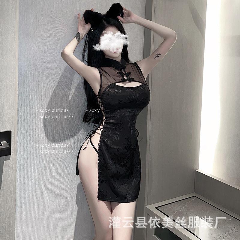 Sex Cheongsam Uniform Seduction Transparent Bed Flirting Hot Passion Sexy Suit