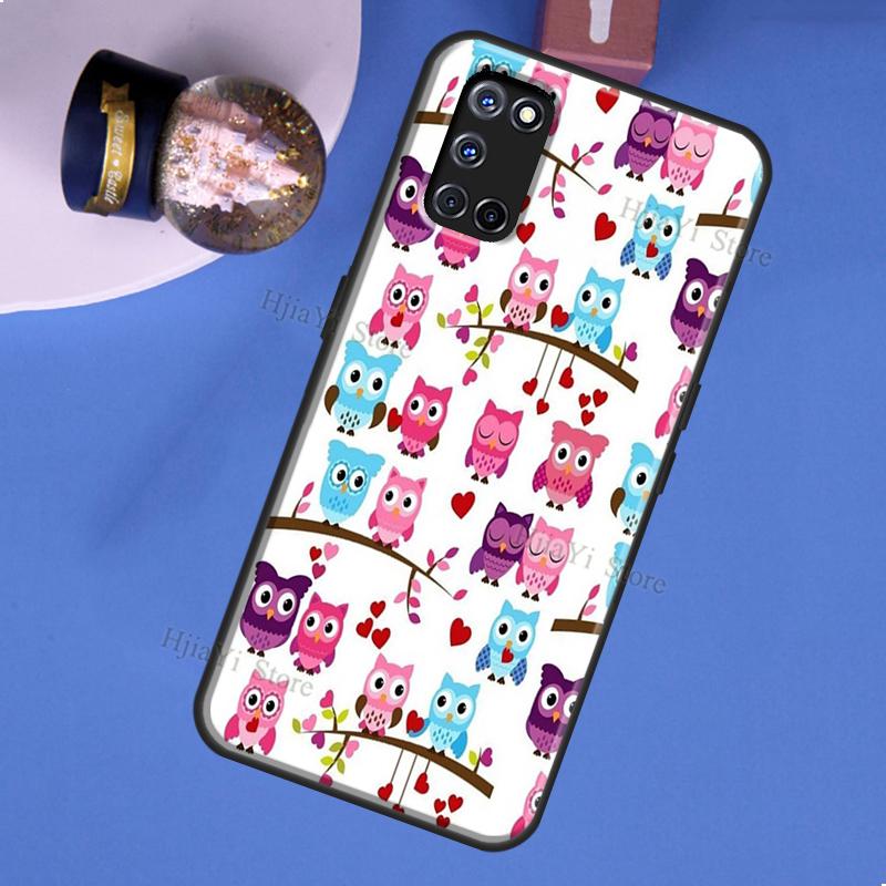 Fashion Cartoon Owl Case For OPPO A74 A94 A54 A57 S A77 A76 A96 A52 A72 A91 A93 A5 A9 A31 A53 A15 A16 A17 Cover
