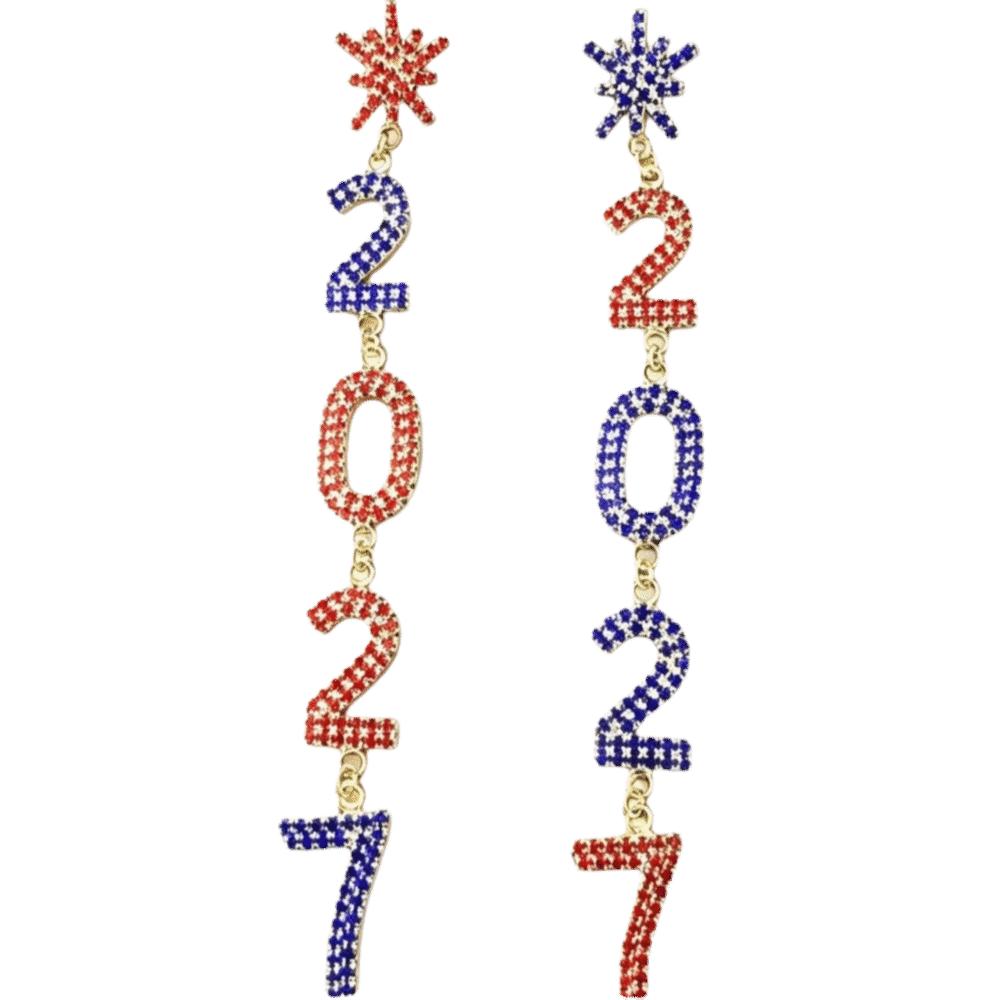 1 Pair/Set Fashion 2027 Digital Earrings 2027 Number Pendant Earrings Celebration Holiday