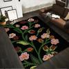 Colorful Floral Carpet with Dot Art Design On Black Background Suitable for Use As an Anti-slip for Living Room Bedroom Sofas