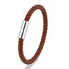 Classic Blue Braided Leather Bracelet Stainless Steel Magnetic Buckle Bangle Simple & Stylish Couple Jewelry Gift for Him