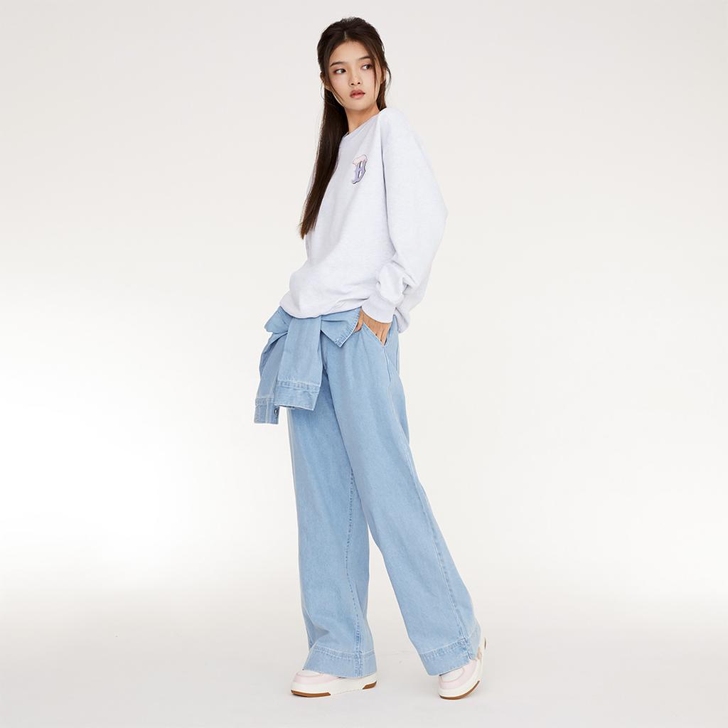 New MLB Boston Red Sox LIKE Collection 24FW Crewneck Sweatshirt Unisex Light Heather Gray 3AMTL0134-43MGL