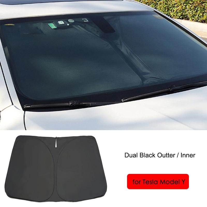 Sunroof Sunshades For Tesla Model 3 Y Juniper Highland 2020-2026 2025 Ice Cloth Buckle Front Rear Skylight Glass Roof Sun ShadeWindshield Sunshades 1