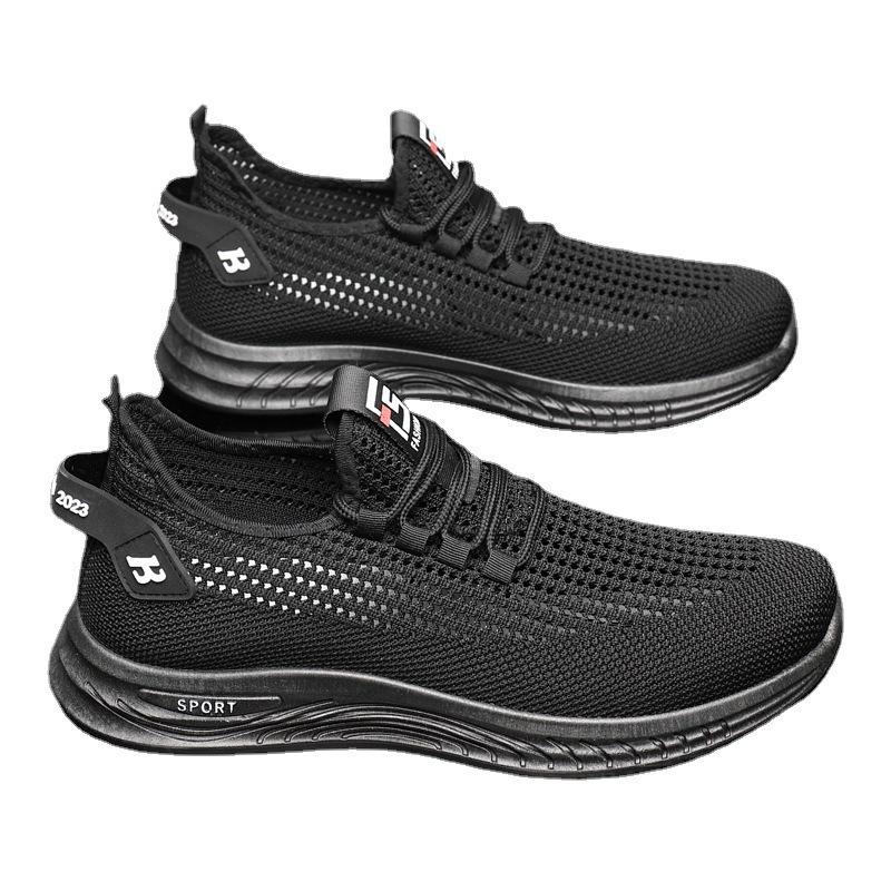 Spring and Autumn New Flying Woven Casual Shoes Men's Versatile Shoes Fashion Sports Shoes Lightweight Running Shoes