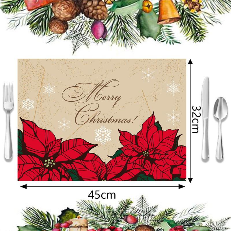 Christmas Imitation Linen Placemat - Heat Insulating Napkin for Western Cuisine Decor