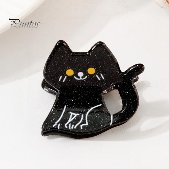 Black Cat Spider Witch Hat Accessories Halloween Cartoon Hair Clips for Women Girls, Acrylic Glitter Pumpkin/Ghost/Bat/Cat Reliable Clamping