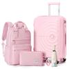 Elegant Purple Travel Set with 20" Carry On, Backpack, Bag & Umbrella, Lightweight Hard Shell Luggage with 360° Spinner Wheels