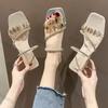 Fashion Women Fashion Rhinestone High Heel Sandals Summer Ladies Sexy Sandals Female Leather Sandals Plus Size 34-40 Zapatos De Mujer