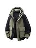 Trendy Hooded Patchwork Down Jacket for Couples: Autumn/Winter, Two-Way Zipper, 90% White Duck Down, Fashion Forward