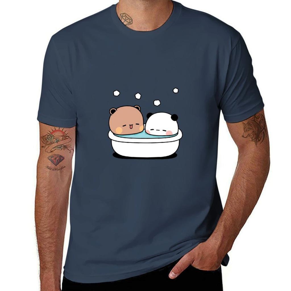 Bear And Panda Bubu Dudu Bath Tshirt All Match Print Short Sleeve Top