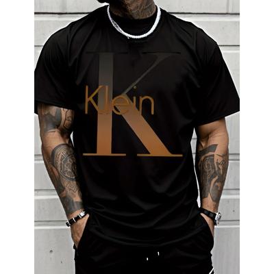 Europäische Größen Herren Lässiges Trendiges Grafik-T-Shirt mit Großem Logo-Muster Herrenmode Erwachsene Herren Street Style Freizeitkleidung