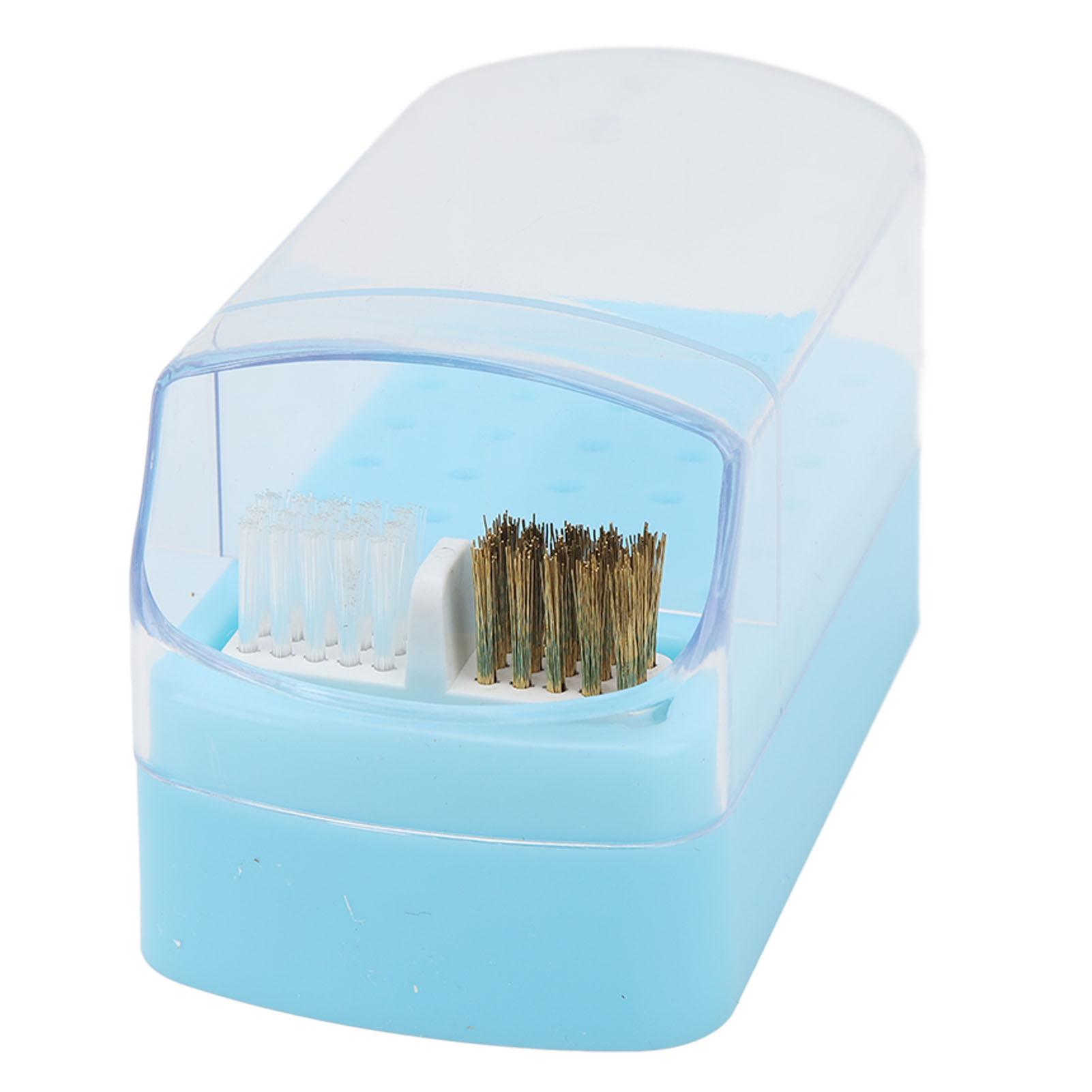 

Держатель для сверл для ногтей на 30 отверстий, футляр для чистки щеток, стойка для хранения маникюрных инструментов синий