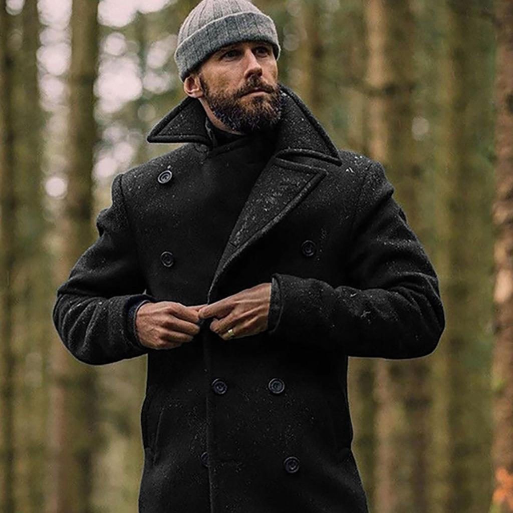 Nuovo Cappotto di Lana da Uomo Stile Britannico di Media Lunghezza, Caldo Cappotto di Lana Mista Autunno Inverno, Capo d'Abbigliamento da Uomo Popolare per Crossborder Europeo Americano