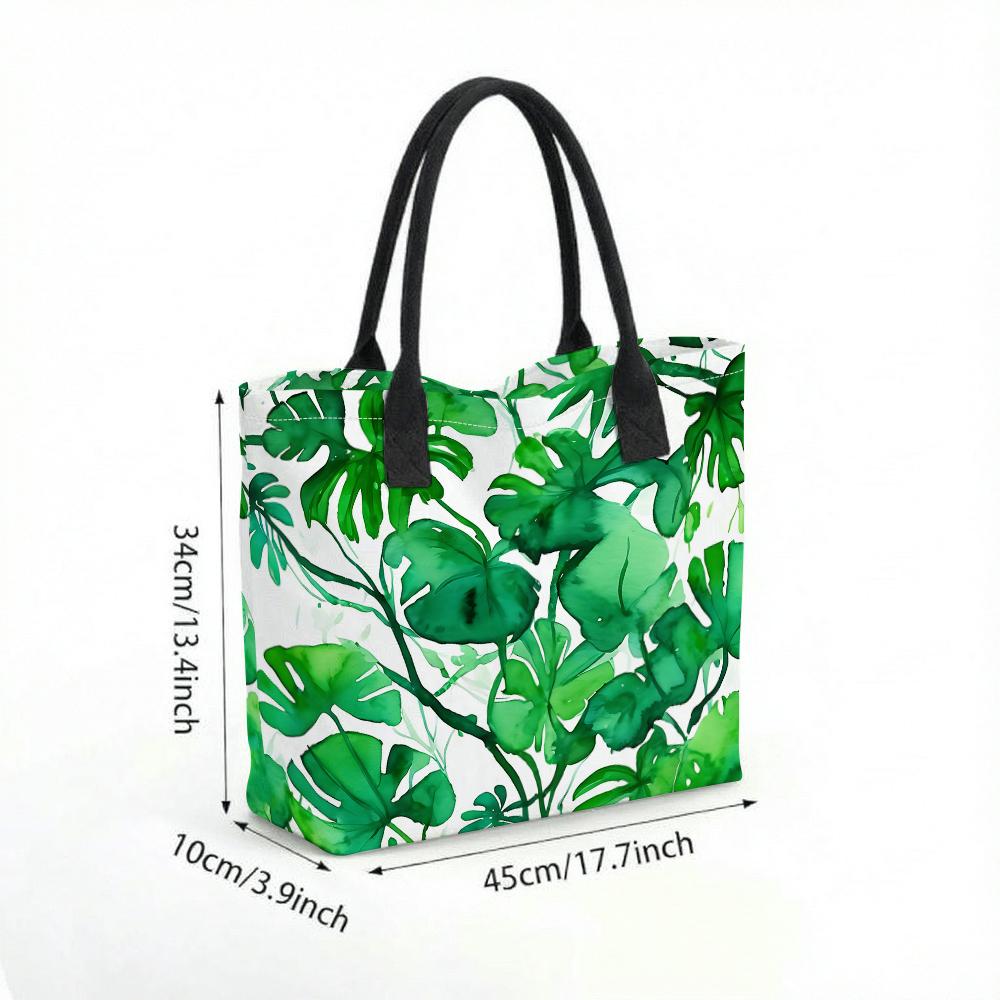  Tropical Green Leaves Canvas Tote Bag