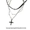 Statement Gothic Crosses Necklace Vintage Punk Crosses Necklace with Multi Layer Chains for Fashion Enthusiasts