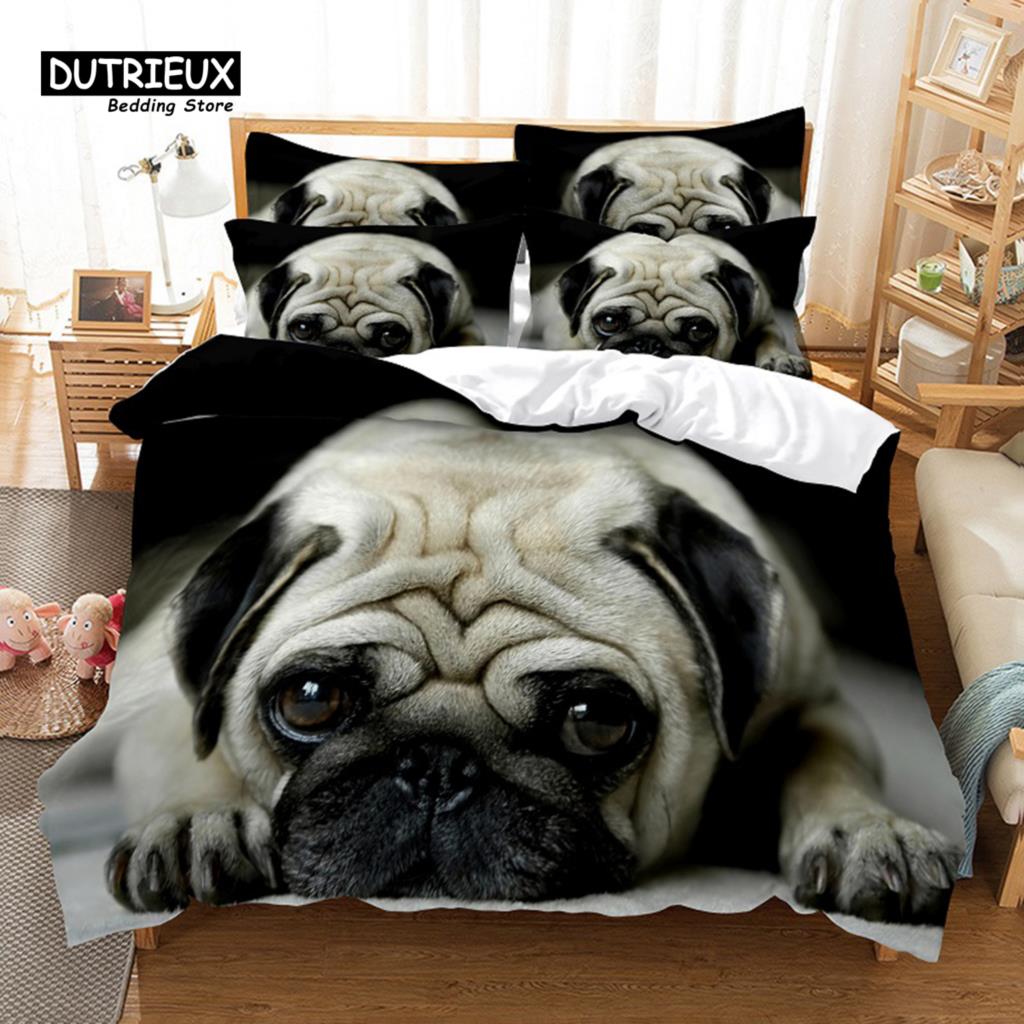 Warm Modern Puppy 3Pcs Soft Comfortable Breathable For Bedroom Guest Room Decor Quilt