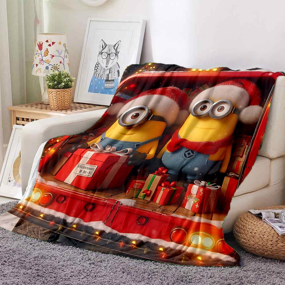 1Pc Merry Christmas Minions Blanket Soft And Comfortable Casual Warm Camping Travel Christmas Halloween Gift M91745