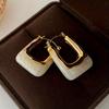 Vintage U-Shaped Hoop Earrings for Women Golden-Tone Finish & Resin Inlay Stylish Earring Party Jewelry Gifts