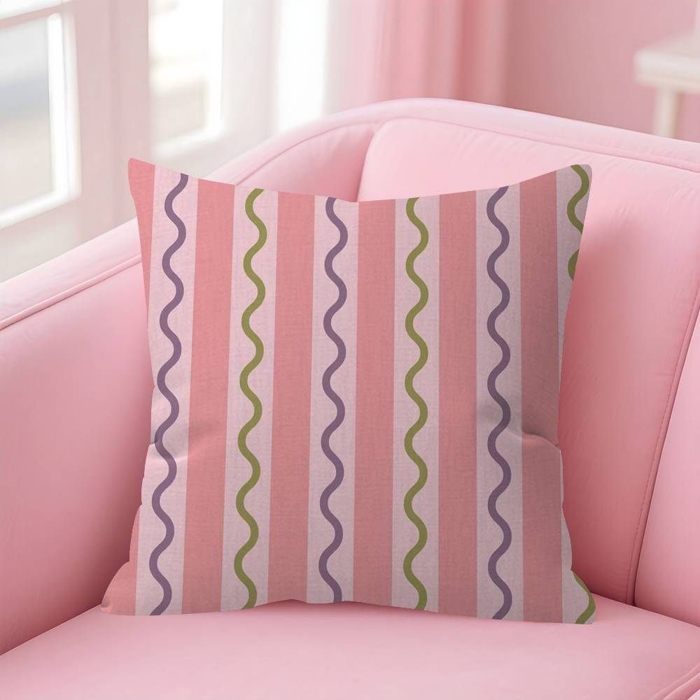 ART Pink Stripes Ins  Pillow Anime Pillow Sofa Bed Head Pillow Cover Cushion Cover Fashion