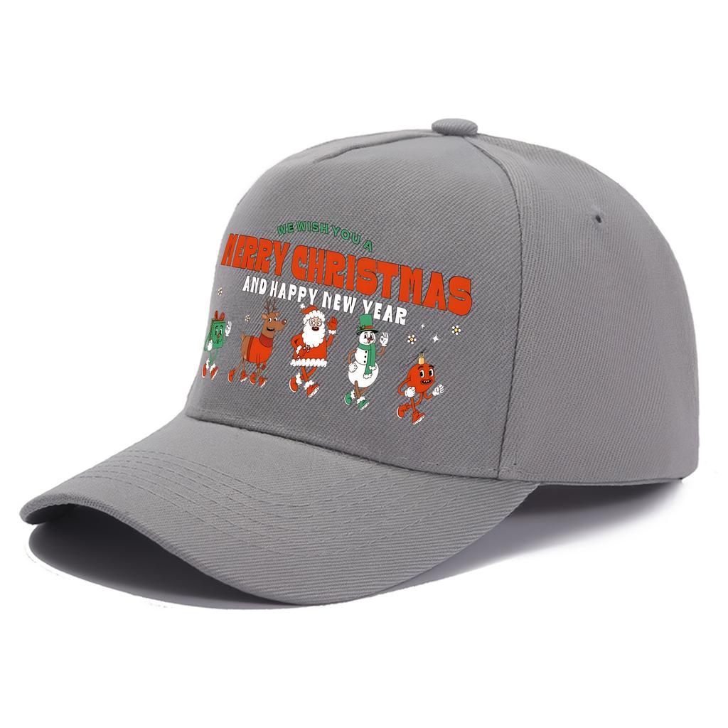 [Christmas] 1Pc Festive Christmas And Happy New Year Polyester Baseball Cap, 100% Polyester Woven Street Style Hat, Hand Washabl