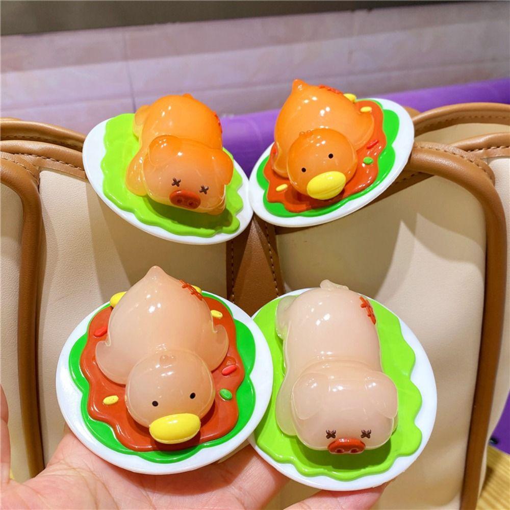 Pig Roast Duck Decoration PVC Color Changing Duck Figurine Uv Color Change Ornament  Desk Balcony