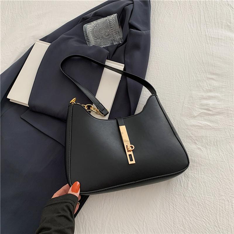 

Простая маленькая сумка в стиле ретро для поездок на работу, женская сумка подмышкой, летняя новинка 2024 года, повседневная сумка в стиле полумесяца подмышкой чёрный