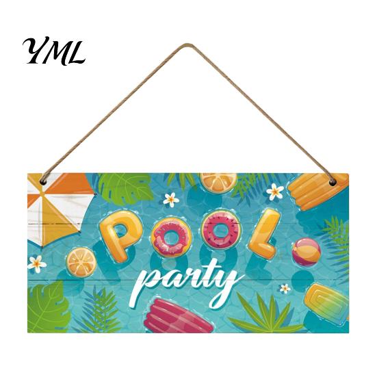 Beach House Wall Sign Summer Wooden Hanging Sign, Theme Welcome Front Door Decor with Themed Gifts Rope, Colorful Hanger for Seasonal Farmhouse Floral