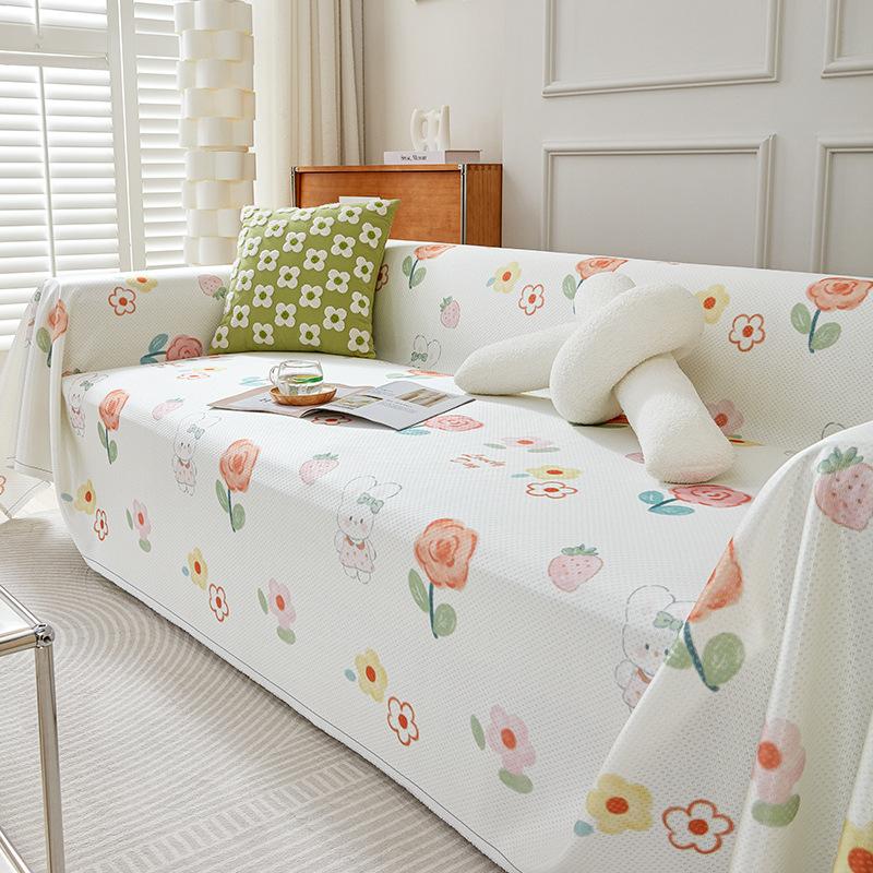 Eisseide Sofabezug Stoff Sommer Sommer Cartoon Niedlich Sofa Handtuch All-Inclusive Universal Leder Sofabezug Vollbezug Decke