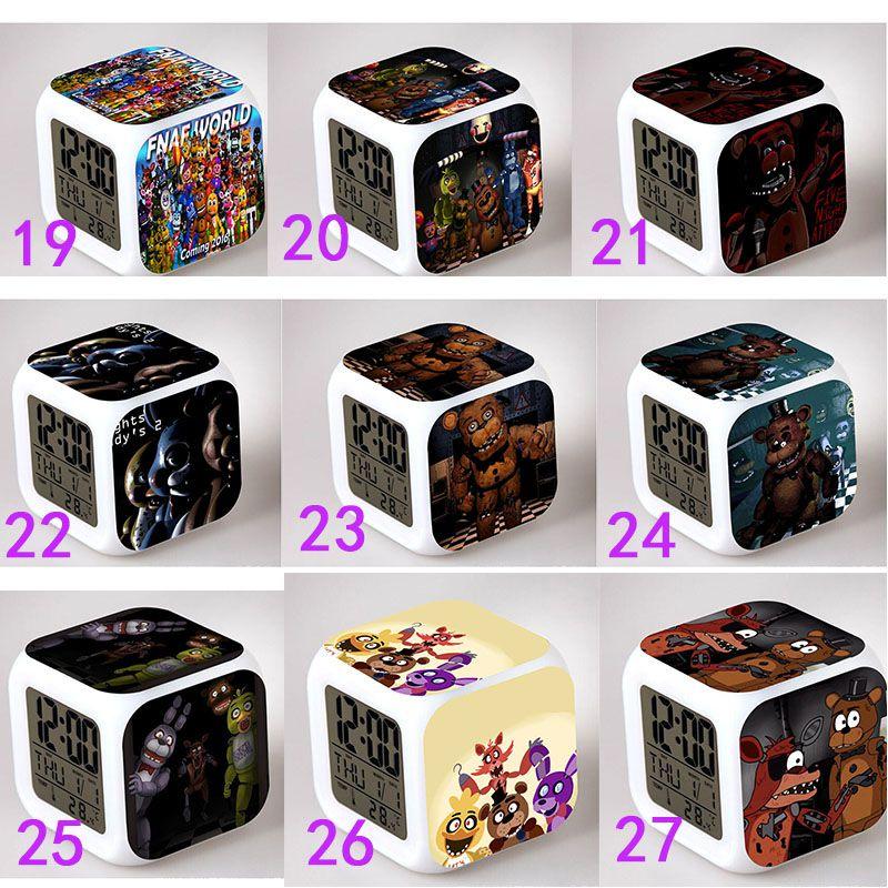 Bear Multifunction Fnaf 7color Digital Alarm Clock Led Watch Alarm Cube Clock