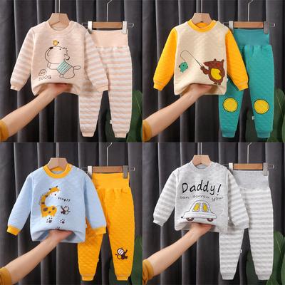 Winter Children's Cotton Warm Pajamas Set Boys and Girls with Fleece Thick Pajamas Set