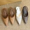 Fashion Retro Handmade Woven Pumps Women Luxury Pointy Toe Brand Designer Shoe High Quality Fashion Slingback Wedge Sandal Zapatos Mujer