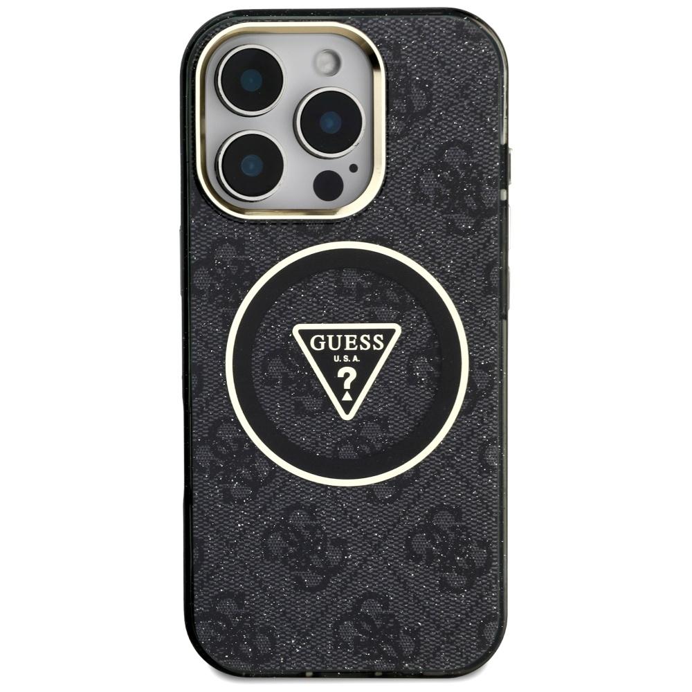 Etui Guess Iml Metal Glitter 4G Circle   Triangle Magsafe Do Iphone 16 Pro Czarny