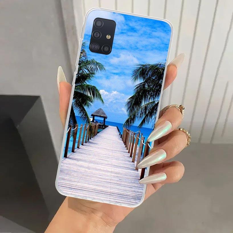 Summer Beach Sunset Sea Palm Tree Phone Case for Samsung Galaxy A52 A32 A22 A12 A02S A50S A30S A10S Note 20 Ultra 10 Plus S10 A3