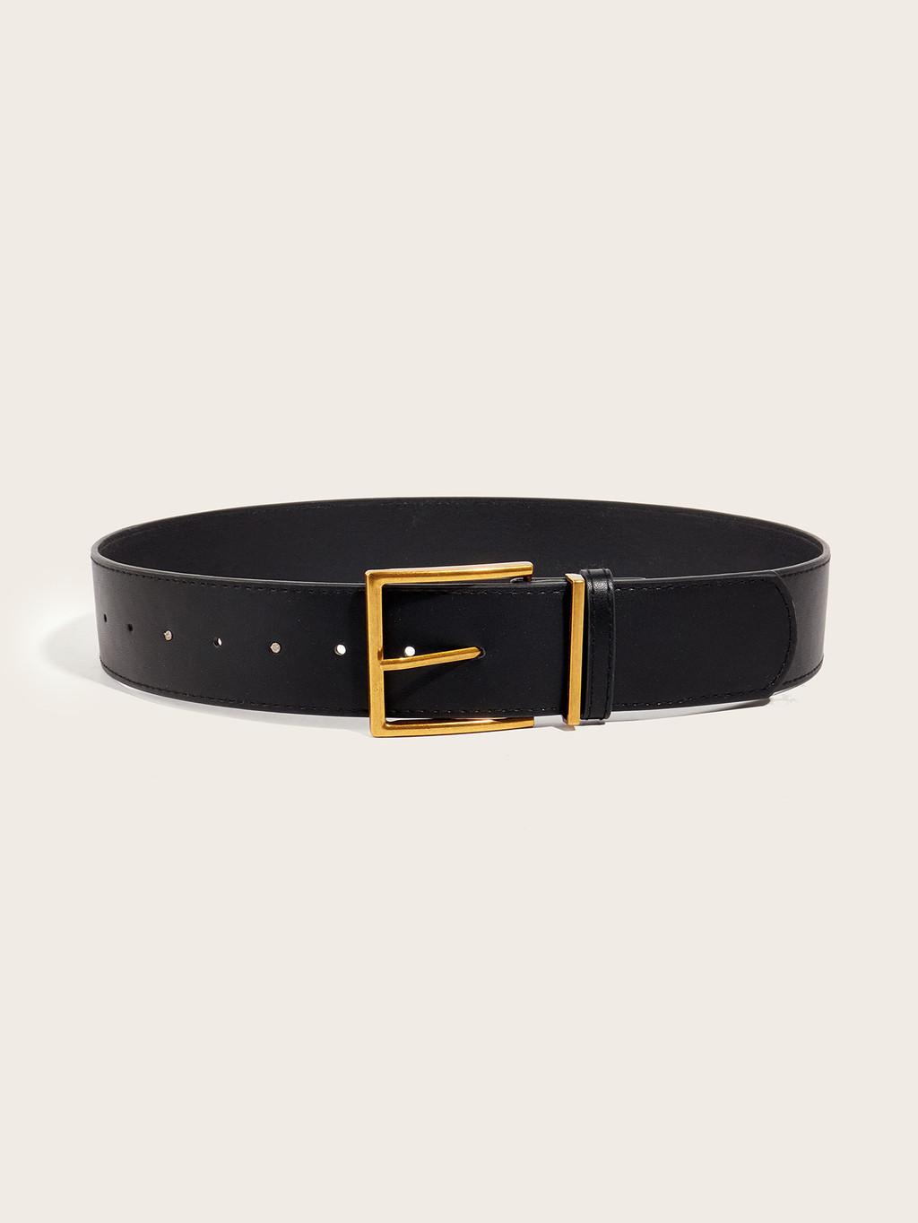 

Vintage American Style Wide Belt For Women With Square Buckle Leather Look Waist Accessory For Dress Fashion Style 4