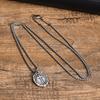 Men's Double-Sided Cross Oval Pendant Necklace In Titanium Stainless Steel, Steel Color, Quanxi Water Design (Model: PN-1808)
