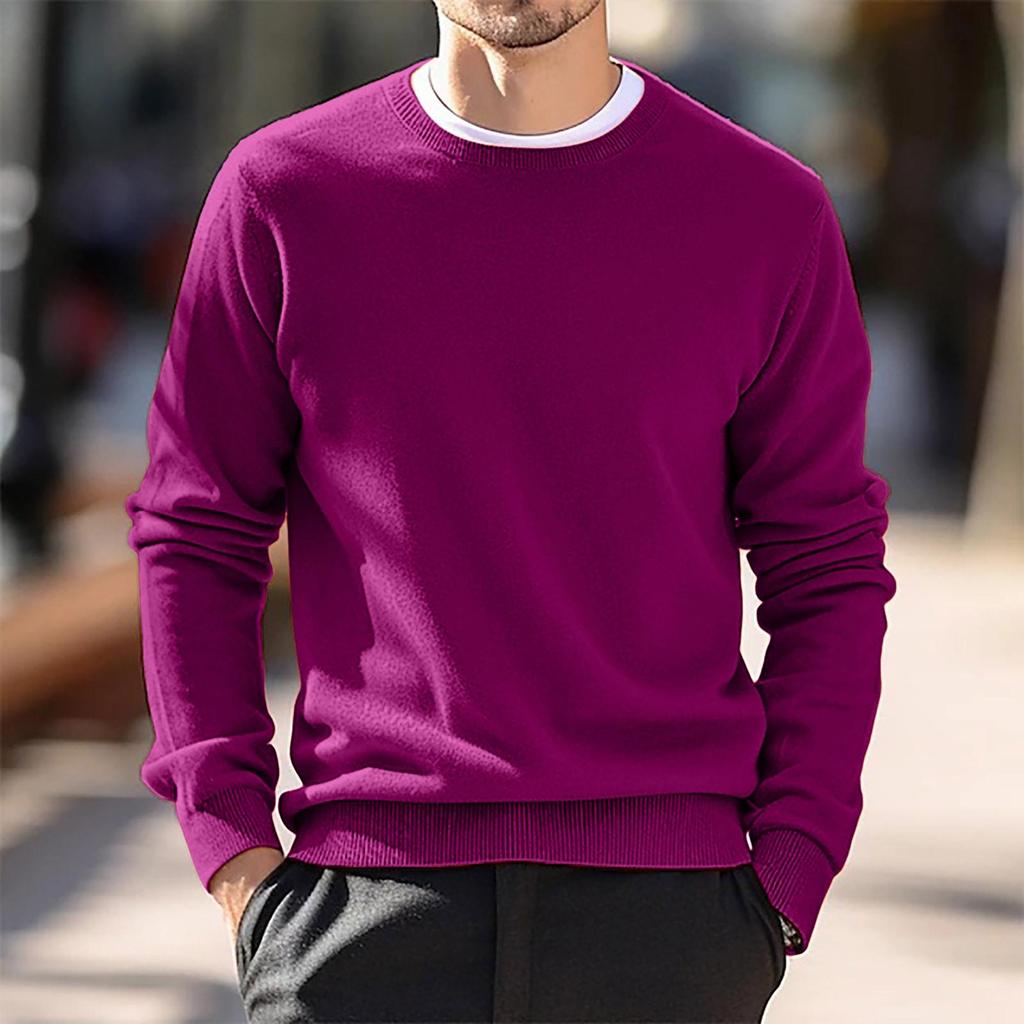 2024 Autumn/Winter Men's Round Neck European-American Knitwear Thin Wool Sweater