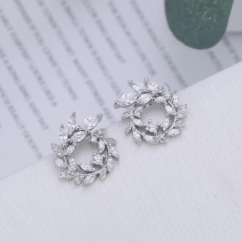 S925 Sterling Silver Leaf Branch Diamond Stud Earrings - Korean Style Versatile Jewelry for Women