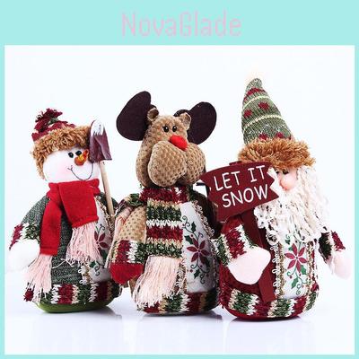 Christmas Santa Snowman Reindeer Desktop Decor With Fabric Material For Holiday Tabletop Display