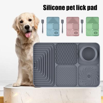 Spatulalı Silikon Köpek Yalama Matı Sıkıntı Kaygı Giderici Evcil Hayvan Mama Matı Vantuzlu Yavaş Besleyici Kase Fıstık Ezmesi Yalama Matı Zenginleştirme Oyuncağı