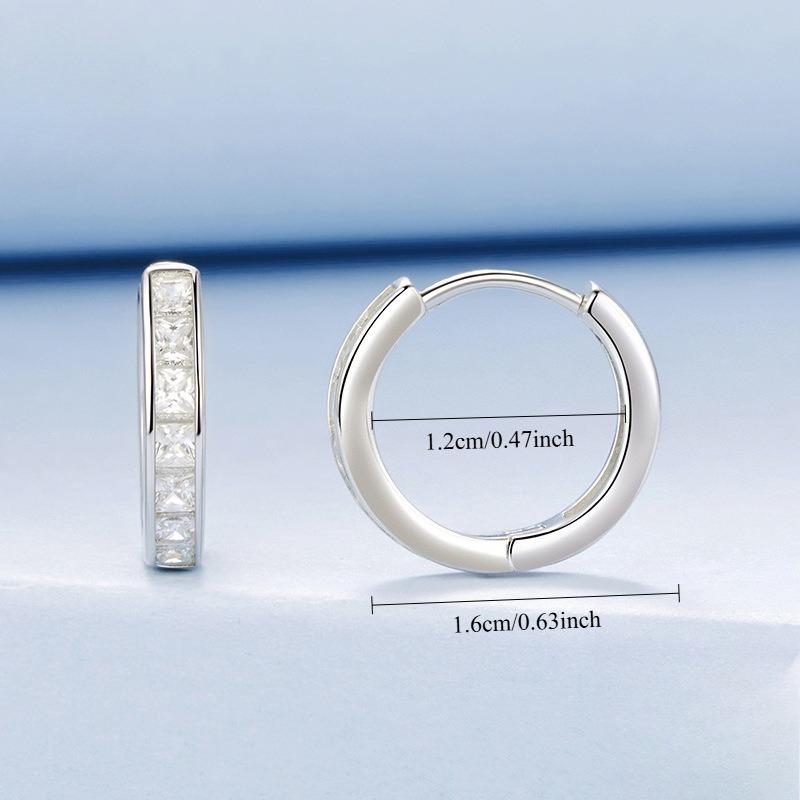 925 Sterling Silver Round Zircon Hoop Earrings For Women Simple Geometric Circle Earrings Party Wedding Jewelry Gifts