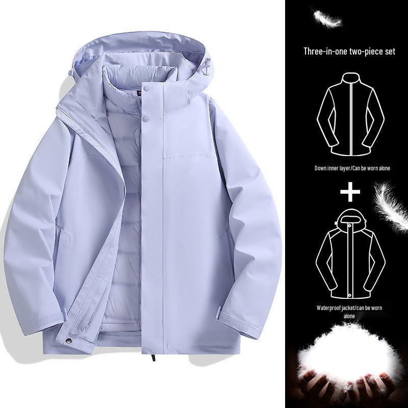 Op maat Gemaakte Winddichte en Waterdichte Heren 3-in-1 Outdoor Jas met Logo Bedrukking voor Bedrijfs- en Teamkleding