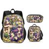 JoJo's Bizarre Adventure 3er Set Rucksack Federmäppchen Eisbeutel Langlebig Trendig Vielseitig Schuljunge und Mädchen Geburtstag Bestes Geschenk