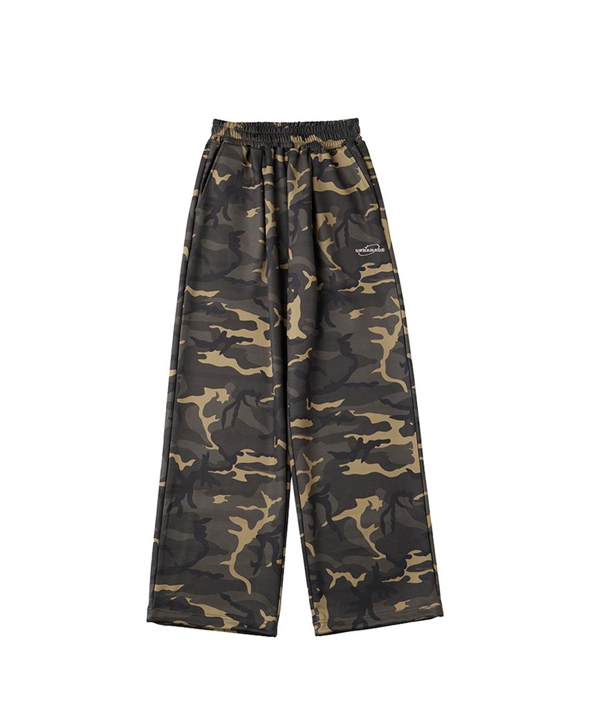 URBANAGE Camo Single-Pleat Wide Sweatpants_Khaki