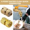 Garden Hose Quick Connector 4-Point Copper Thread Water Pipe Adapter for Drip Irrigation System Fitting Joint